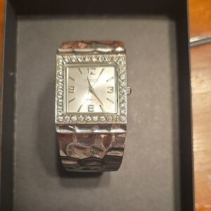 Silver Studex Watch with Crystal Accents